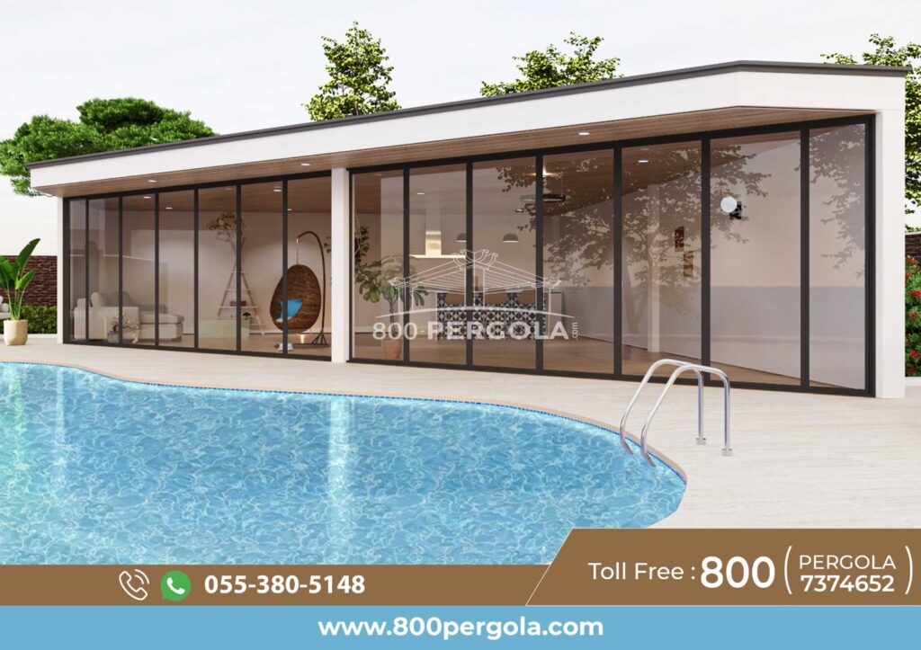 Proposed Aluminium Pergola Room with Bifoldable Glass, Bar & Air Conditioning to beat the heat