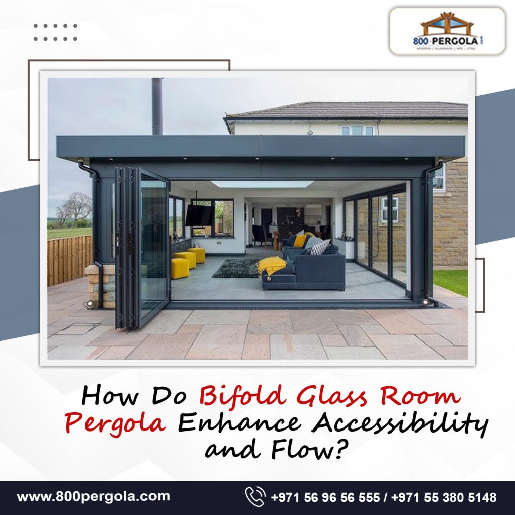 Transform your outdoor space with bifold Glass room pergola in Dubai! Enhance accessibility, maximize flow, & boost property value with this modern, stylish design.