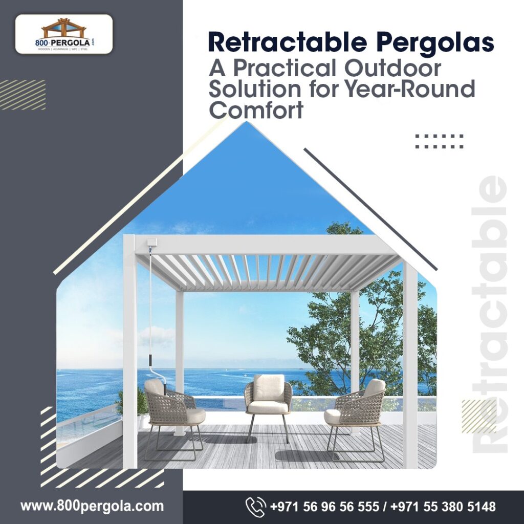 Enjoy year-round outdoor comfort with retractable pergolas. A stylish, weather-proof solution for homes and businesses designed for all seasons. Built to last by 800PERGOLA.