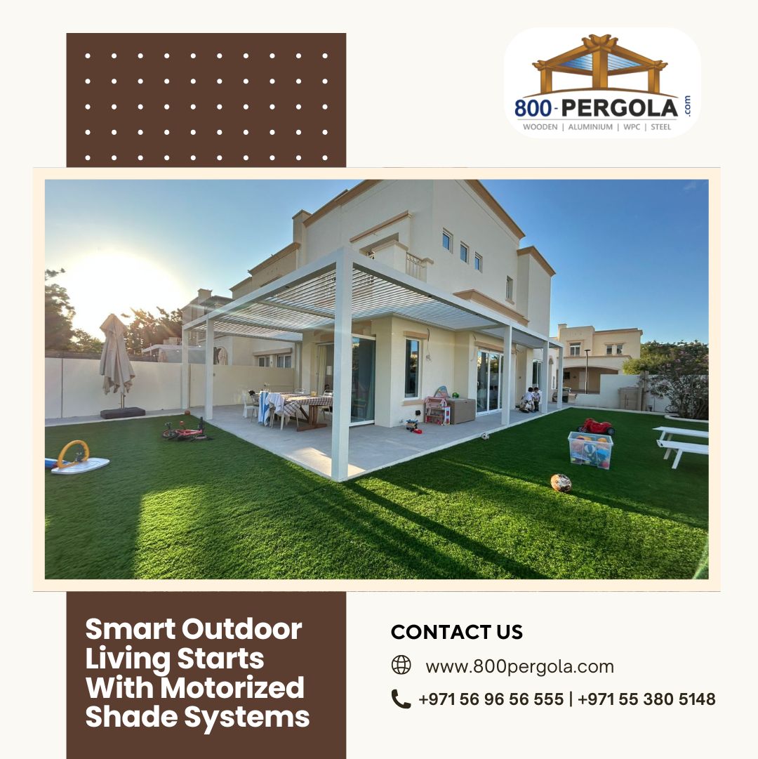 Smart outdoor living with motorized pergolas in Dubai. Upgrade comfort, shade, and style with 800PERGOLA — the best motorized pergola supplier and manufacturers in Dubai.