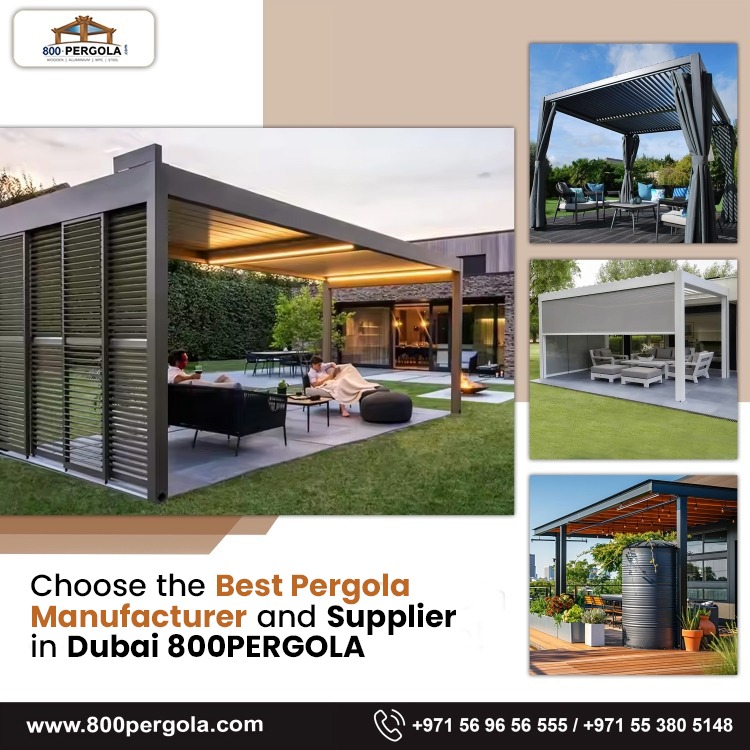 Choose the best pergola manufacturer and supplier in Dubai. 800PERGOLA offers custom aluminium, wooden, motorized and retractable pergola solutions.