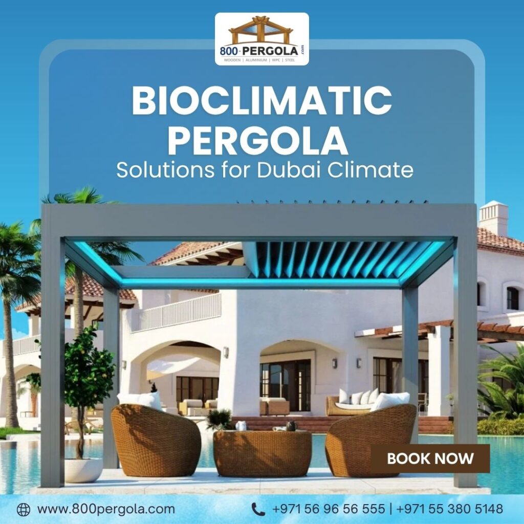 Upgrade outdoor spaces with bioclimatic pergolas in Dubai. Smart shade solutions by a leading pergola manufacturer and supplier in Dubai for villas and commercial spaces.
