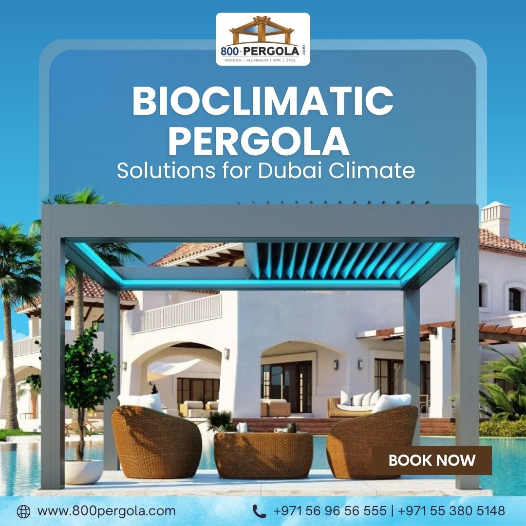 Upgrade outdoor spaces with bioclimatic pergolas in Dubai. Smart shade solutions by a leading pergola manufacturer and supplier in Dubai for villas and commercial spaces.