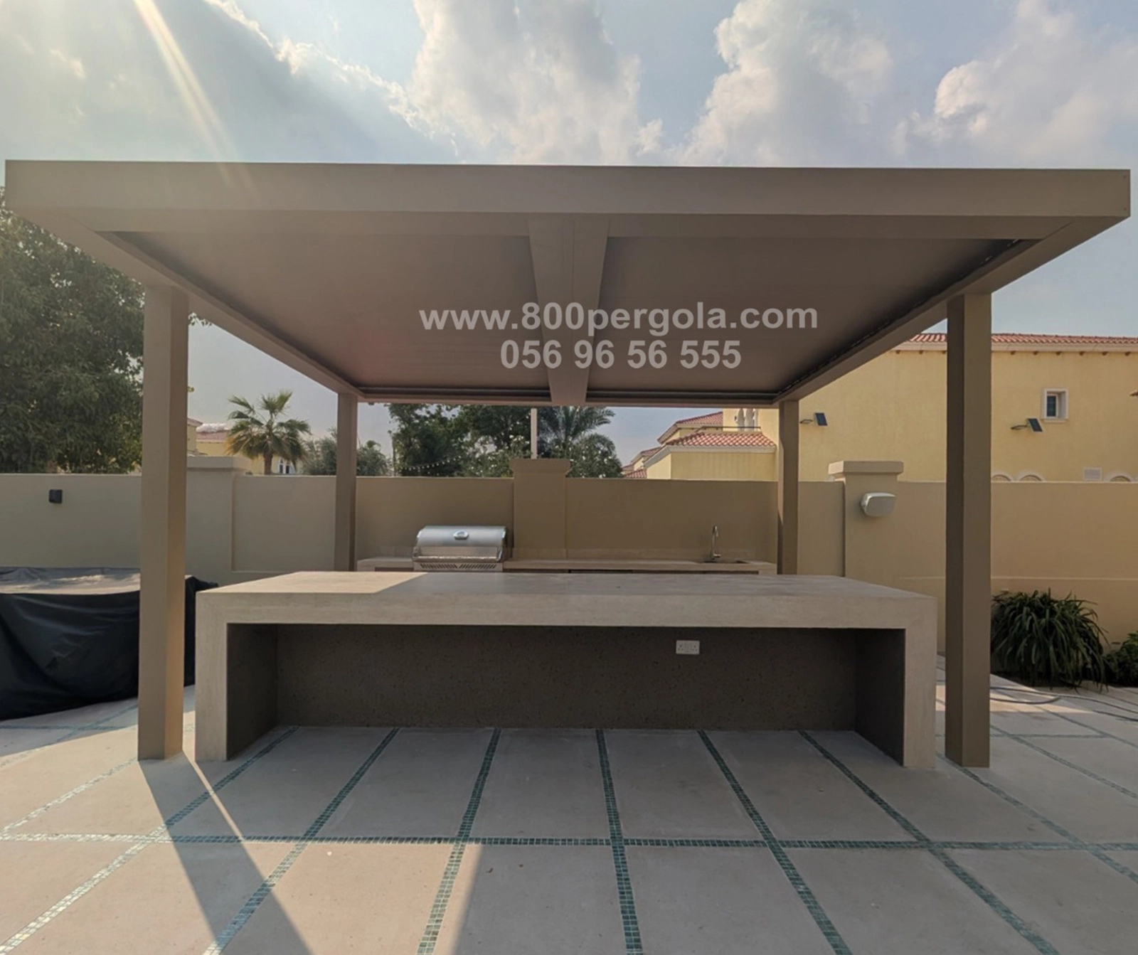 Our-Latest-Project-at-Jumeirah-Park. Weve-successfully-completed-the-installation-of-our-Aluminium-Motorized-Pergola-with-adjustable-louvers-transforming-this-villa’s-outdoor-space-into-a-modern-functional-retreat