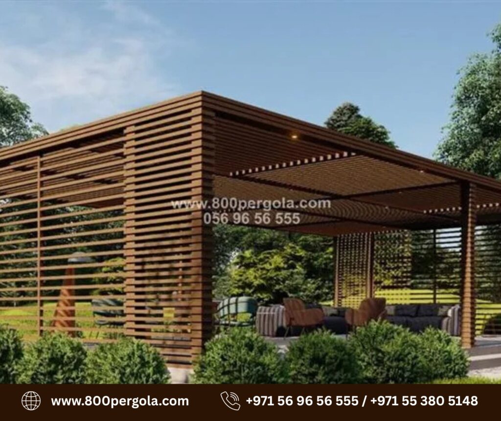 aluminium-pergola-in-a-stunning-wooden-finish-for-a-prestigious-Abu-Dhabi-Government.