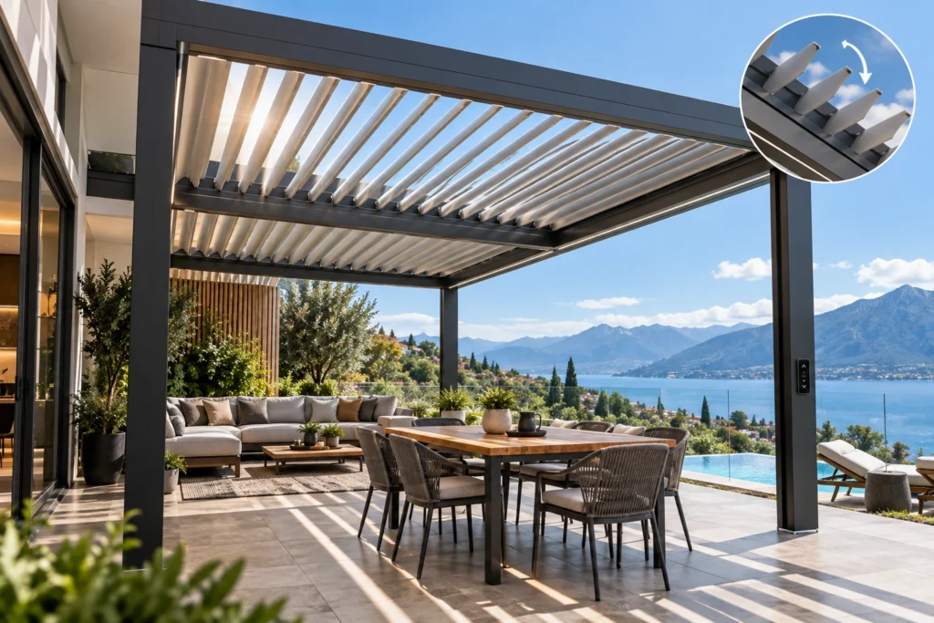 Tiltable Pergola vs Fixed-Roof Pergola Dubai | 800 Pergola