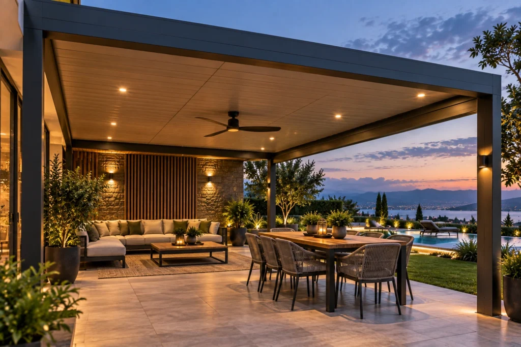 Covered Roof Pergola Solutions Dubai | 800 Pergola