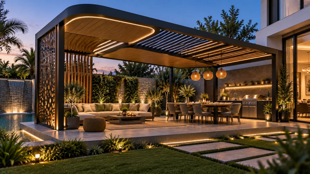 Custom Pergola Design Trends Dubai 2026 | Modern Villa Styles
